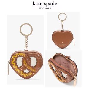 NWT Kate Spade ♠️ NYC PRETZEL Leather Trim /PVC Zip-around Bag Charm/Keychain